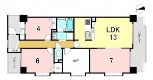 一宮市九品町、マンションの間取り画像です