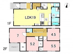 一宮市多加木、新築一戸建ての間取り画像です