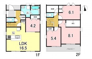 一宮市萩原町築込、新築一戸建ての間取り画像です