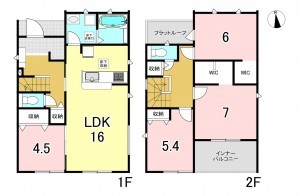 一宮市萩原町築込、新築一戸建ての間取り画像です