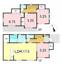 一宮市三ツ井、新築一戸建ての間取り画像です
