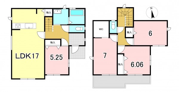 一宮市三ツ井、新築一戸建ての間取り画像です