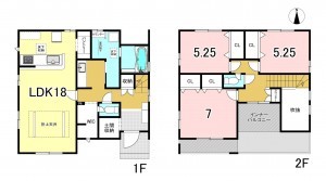 一宮市小信中島、新築一戸建ての間取り画像です