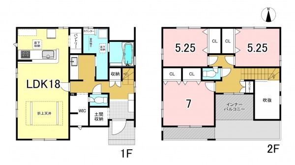 一宮市小信中島、新築一戸建ての間取り画像です