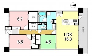 一宮市奥町、マンションの間取り画像です