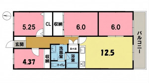 一宮市北今、マンションの間取り画像です
