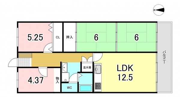 一宮市北今、マンションの間取り画像です