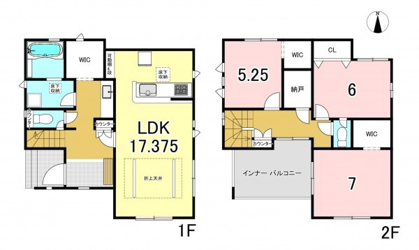 一宮市大毛、新築一戸建ての間取り画像です