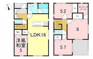 一宮市緑、新築一戸建ての間取り画像です