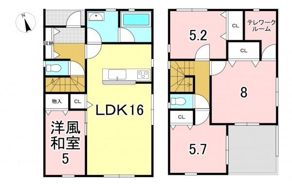 一宮市緑、新築一戸建ての間取り画像です