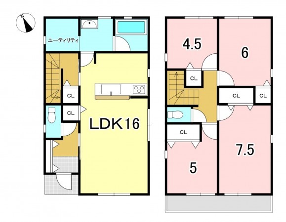 一宮市緑、新築一戸建ての間取り画像です