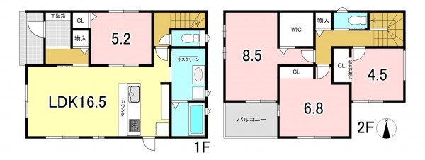 一宮市大和町福森、新築一戸建ての間取り画像です