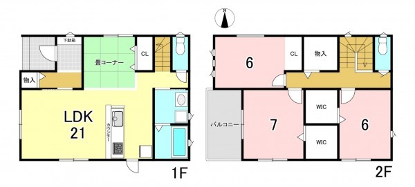 一宮市大和町福森、新築一戸建ての間取り画像です