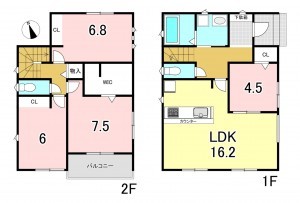 一宮市大赤見、新築一戸建ての間取り画像です