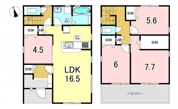一宮市北今、新築一戸建ての間取り画像です