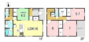 一宮市北方町北方、新築一戸建ての間取り画像です