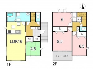 一宮市浅井町河端、新築一戸建ての間取り画像です