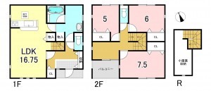 一宮市開明、新築一戸建ての間取り画像です