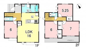 一宮市萩原町高松、新築一戸建ての間取り画像です