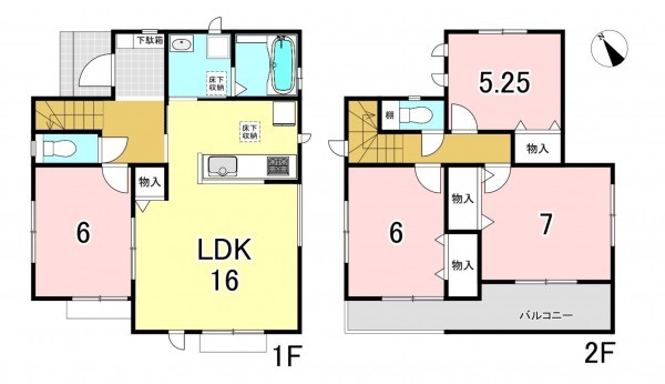 一宮市萩原町高松、新築一戸建ての間取り画像です