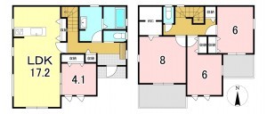 一宮市小信中島、新築一戸建ての間取り画像です