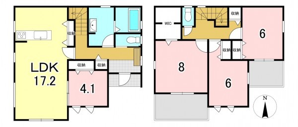一宮市小信中島、新築一戸建ての間取り画像です