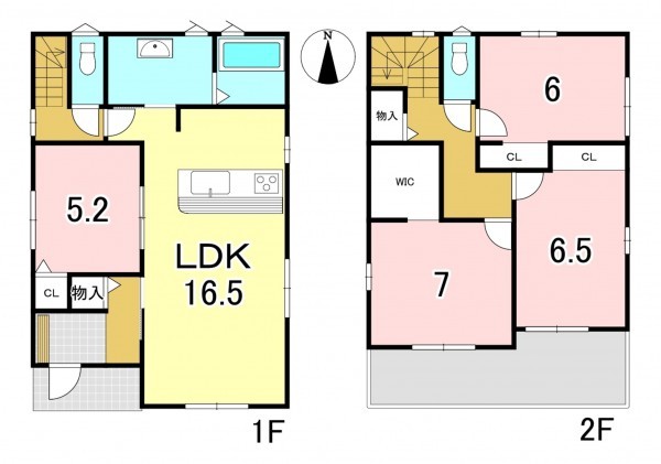 一宮市馬見塚、新築一戸建ての間取り画像です
