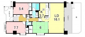 一宮市北方町北方、マンションの間取り画像です