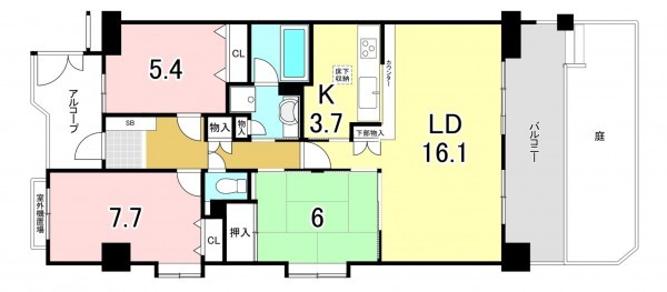 一宮市北方町北方、マンションの間取り画像です