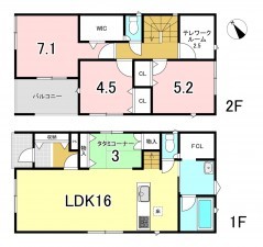 一宮市三条、新築一戸建ての間取り画像です