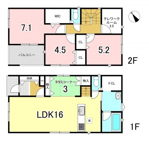 一宮市三条、新築一戸建ての間取り画像です