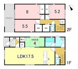 一宮市三条、新築一戸建ての間取り画像です