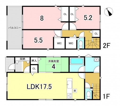 一宮市三条、新築一戸建ての間取り画像です