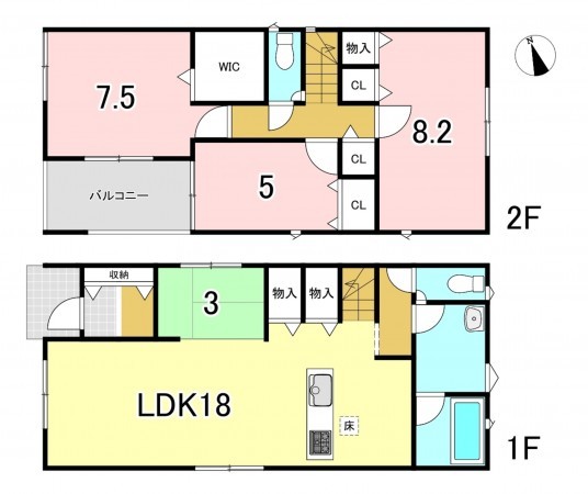 一宮市三条、新築一戸建ての間取り画像です