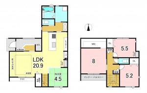 一宮市大和町馬引、新築一戸建ての間取り画像です