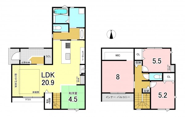 一宮市大和町馬引、新築一戸建ての間取り画像です