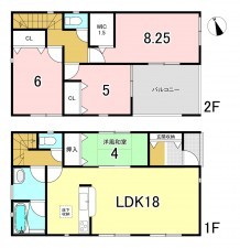 一宮市木曽川町里小牧、新築一戸建ての間取り画像です