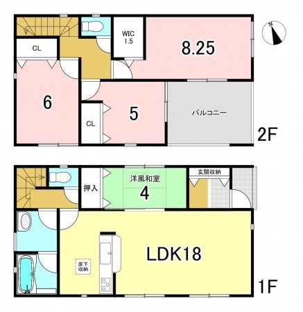 一宮市木曽川町里小牧、新築一戸建ての間取り画像です