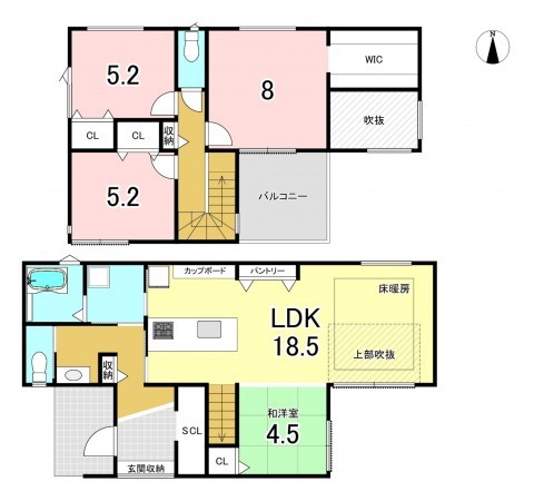 一宮市大和町馬引、新築一戸建ての間取り画像です