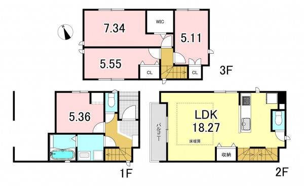 一宮市花池、新築一戸建ての間取り画像です