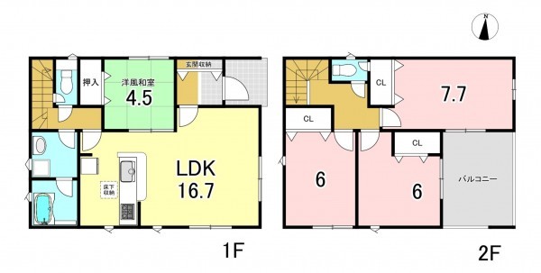 一宮市奥町、新築一戸建ての間取り画像です