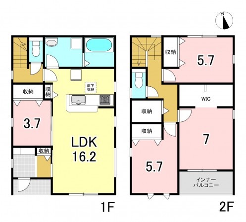 一宮市萩原町萩原、新築一戸建ての間取り画像です