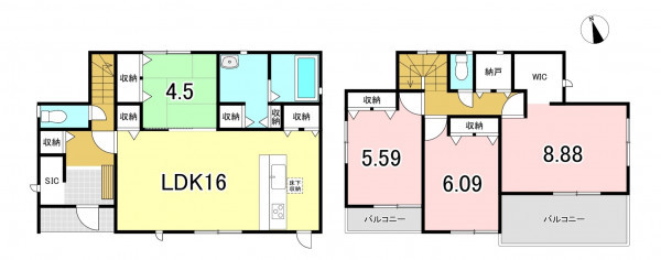 一宮市小信中島、中古一戸建ての間取り画像です