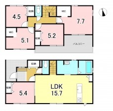 一宮市萩原町西御堂、新築一戸建ての間取り画像です