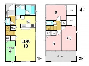 一宮市平安、新築一戸建ての間取り画像です