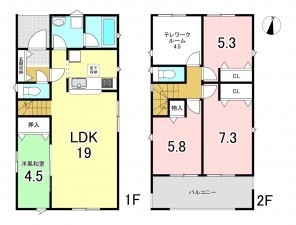 一宮市平安、新築一戸建ての間取り画像です