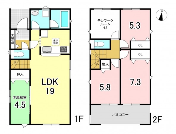一宮市平安、新築一戸建ての間取り画像です