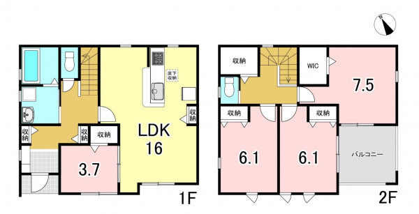 一宮市大赤見、新築一戸建ての間取り画像です