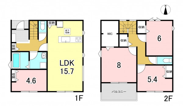 一宮市蓮池、新築一戸建ての間取り画像です