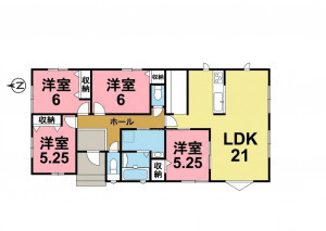 一宮市北方町北方、新築一戸建ての間取り画像です